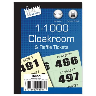 Just Stationery 1-1000 Numbered Cloakroom & Raffle Tickets • £2.99