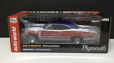 Sox & Martin  1969 Super/Stock Plymouth Hemi Road Runner  1:18  New In Box • $149.95