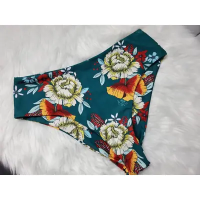 Zaful Womens Bikini Swim Bottom Multicolor Floral Stretch Laser Cut 8 New • $17.64