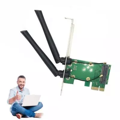 Wireless Wifi Network Card Mini PCIE To PCI-E 1X+ 2 G6 Antenna Adapte Deco • $5.56