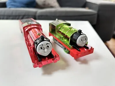 Trackmaster Thomas Metallic James With Tender & Percy 2013 Mattel Motorised • $30