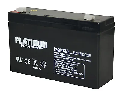 £19.99 • Buy Platinum 6v 12ah Battery Peg Perego Injusa Feber Electric Toy Car