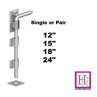 12  15  18  24  Galv Heavy Duty Drop Bolt Door Garage Shed Sliding Hasp Bolt D1 • £22.75