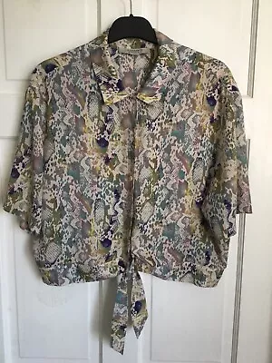 £25 • Buy All Saints Leni Masala Cropped Tie Hem Shirt Size 12 VGC