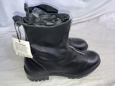 Rare Zara Trafaluc Black Ankle Boots Block Heel Front Zipper EUR 36 (6 Us) • $39.88