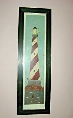 Nautical Black Wood Framed Art Print By Warren Kimble Red Lighthouse 91/2x301/2 • $124.97