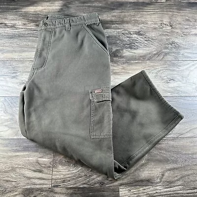 Stanley Cargo Pants Mens 38x27 Army Green Fleece Lined Workwear Hunting Outdoors • $16.97