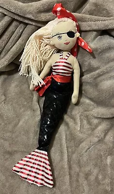 Ganz SHELLY Pirate Mermaid Shimmer Cove Plush Doll Black Tail Eyepatch 18” Toy • $6.62