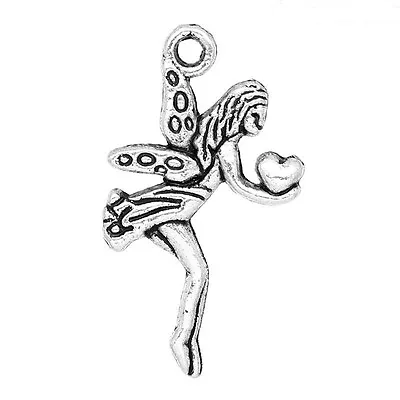 ❤ 20 X Tibetan Silver FLOWER FAIRY Charm 24mm Jewellery Making UK Stock ❤ • £1.35