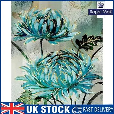 Blue Flowers Paint By Numbers Kit DIY Art Frameless Picture On Canvas 40x50cm • £8.69