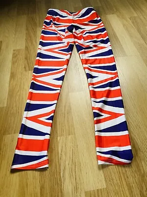 £4.50 • Buy Stretchy British Union Jack Flag Leggings Size SMALL