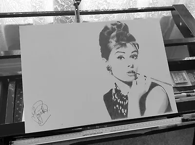 Audrey Hepburn Pencil Hand Drawn Art Print Icon Portrait Canvas Wall Poster A3 • £20