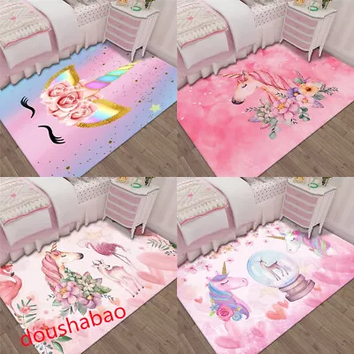 3D Unicorn Floor Carpet Door Rug Bedroom Room Floor Bathroom Mat Non-slip Mat • £11.03