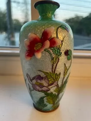 Antique Japanese Moriage (relief) Ginbari Enamel Miniature Vase • $250