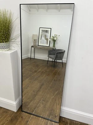 £65 • Buy THEO - FULL LENGTH BLACK CONTEMPORARY RECTANGULAR METAL MIRROR 150x60cm (1363)