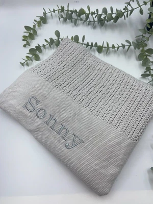 £12.99 • Buy Personalised Baby Blanket Embroidered Cellular Baby Gift Boy Girl