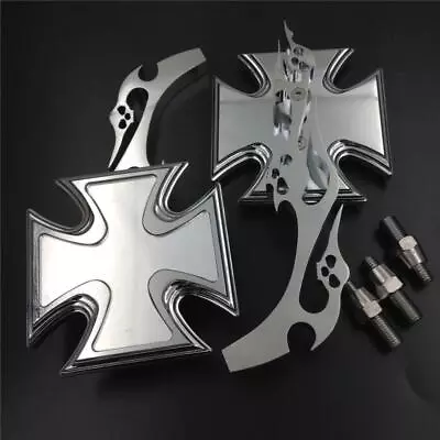 Chrome Maltese Cross Rearview Mirrors For Harley Springer Sportster XL Low Rider • $69.99