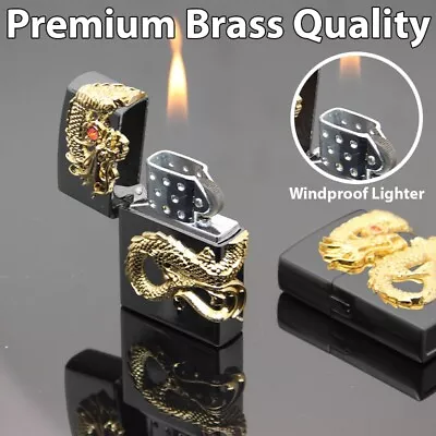 Premium Black Gold Dragon Lighter Windproof Torch Cigar Pocket Lighter Retro USA • $18.99