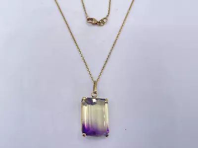 Vintage 18ct Gold Ametrine Pendant & 14 1/2  Chain Necklace. Goldmine Jewellers. • £399