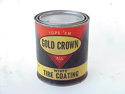 VERY Vintage GOLD CROWN Car White Wall Tire Paint Tin Can FULL • $21.89