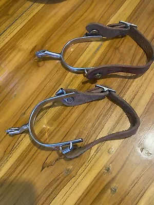 Two Sets Of Vintage Working Cowboy Saddlery Spurs With Leather Straps • $30