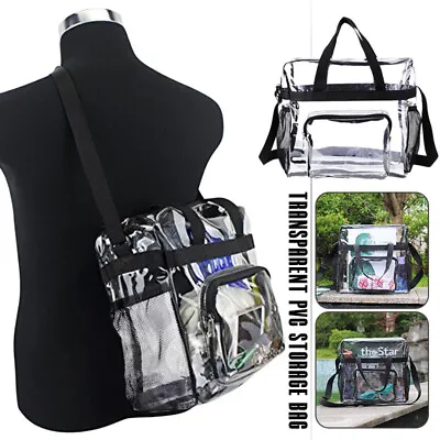 Ladies Girls Clear Plastic Tote Bag Transparent Handbag Zip Purse Security Bag • $26.19
