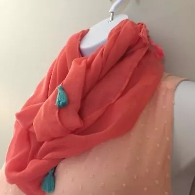 Coral Gauzy Infinity Scarf‎ • $8