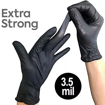 Black Nitrile Disposable Gloves Powder & Latex Free Thick Tattoo Mechanic Glove • £0.99