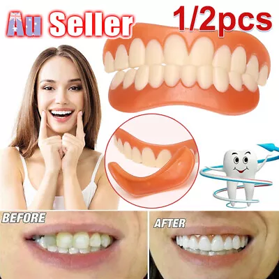 Snap On Bottom /Upper Lower False Teeth Dental Veneers Dentures Fake Tooth Smile • $9.79