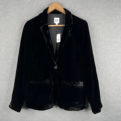 Gap Blazer Jacket Womens 4 Velvet Black Long Sleeve Single Button New • £34.69