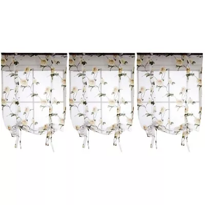  3 Count Sheer Lace Curtains For Bathroom Window Roman Blinds • £17.89