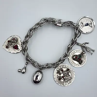 Vintage Love Grad Day Mormon Bowling Sterling Silver Charm Bracelet - 7.25  • $74