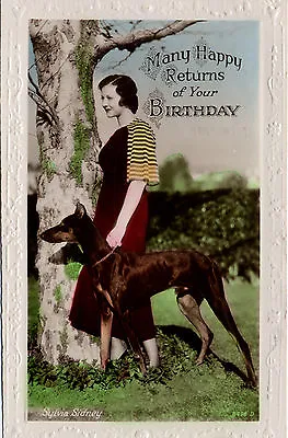 Doberman Pinscher Dog And Film Star Vintage Style Birthday Greetings Note Card • $3.11