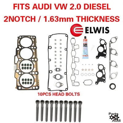 OEM Cylinder Head Gasket Set With Bolts For VW TDI Diesel 2.0L  CJAA  2 NOTCH • $159.95