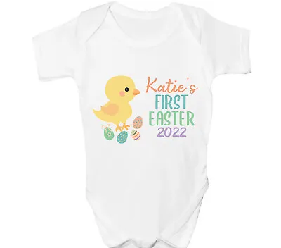 Personalised Easter Chick Baby Grow My First 1st Vest Bodysuit Shower Gift • £6.99