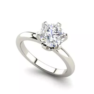 Solitaire 0.5 Carat SI1/F Round Cut Diamond Engagement Ring White Gold Treated • $722.10