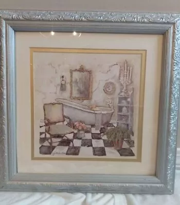 Framed Bathroom Art Print By C. Winterle Olson  Salon De Bain II  • $5