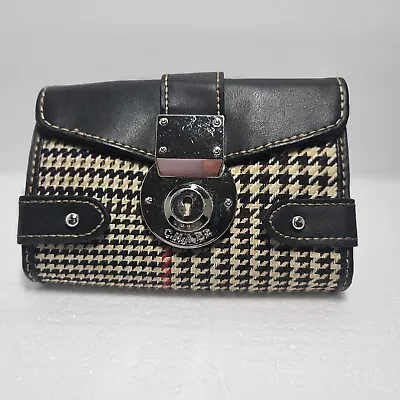 Chaps Ralph Lauren Wallet Houndstooth B&W With Red Accent Stripe Magnet Closure • $22.95