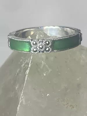 Judith Jack Ring Size 8 Stacker Green Band Marcasites  Sterling Silver • $55