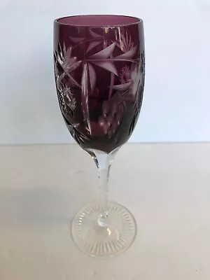 Vintage Nachtmann Traube Cut Crystal Purple Champagne Wine Stem Glass Goblet • $75