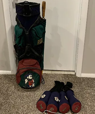 VTG Belding Bushwacker II Disney Mickey Mouse Golfbag W/ Umbrella & Head Covers • $249.99