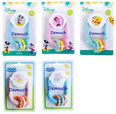 New Disney Mickey Minnie Mouse Peppa Pig BABY RATTLE TOY TEETHER New Born Baby  • £5.25