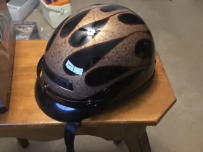 Vega XTS Half Helmet Perewit Flame Wtih Brown Outline Size Small • $19.99