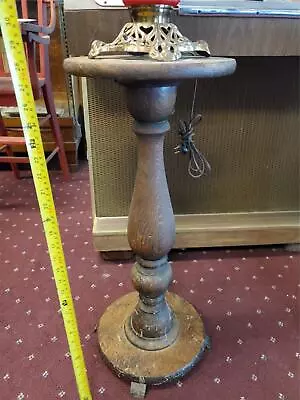 Antique Oak? Pedestal Table Fern Lamp Stand Display Vintage Furniture 1900's • $149.95