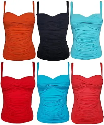 Womens Luxury Tankini Twist Bikini Top Moontide Designer Swimwear Bright Colours • £9.99