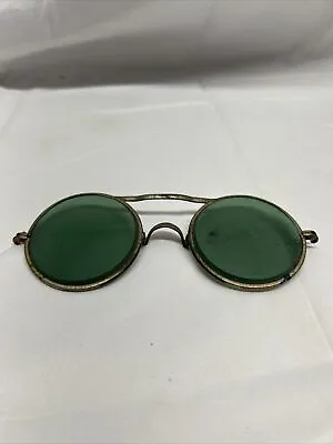 Antique Willson Green Glass Shield Safety Googles - Frame And Lenses Only • $19.99