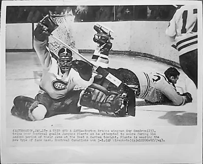 1960 Jacques Plante Nhl Hockey Mask Goalie Photo Montreal Canadiens Boston Hhof • $91.03