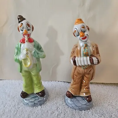$9.95 • Buy Vintage Porcelain Hobo Clown With Musical Instruments Figurine Lot Of 2