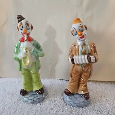 $9.95 • Buy Vintage Porcelain Hobo Clown With Musical Instruments Figurine Lot Of 2