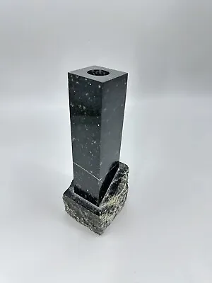 One Mid Century Renoir Black Marble Candle Holder 8” • $57.50